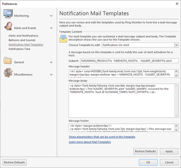 Configuring Mail Templates