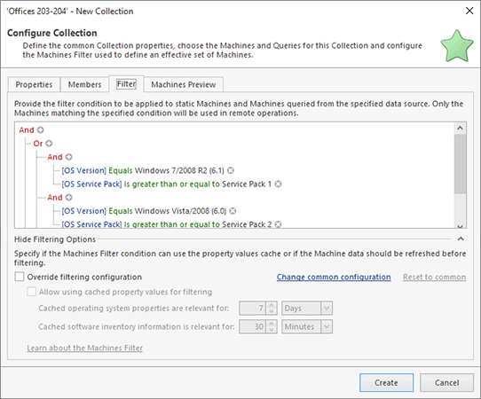 Configuring a collection with a Filter